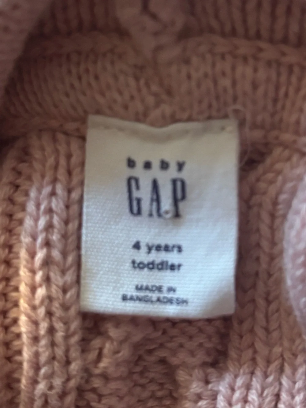 Baby Gap Toddler Girls Sz 4T Cable Knit Animal Ear Hooded Rose Pink Poncho